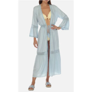 NEW Raviya blue swim coverup dress size small light blue tiered boho kimono NWT